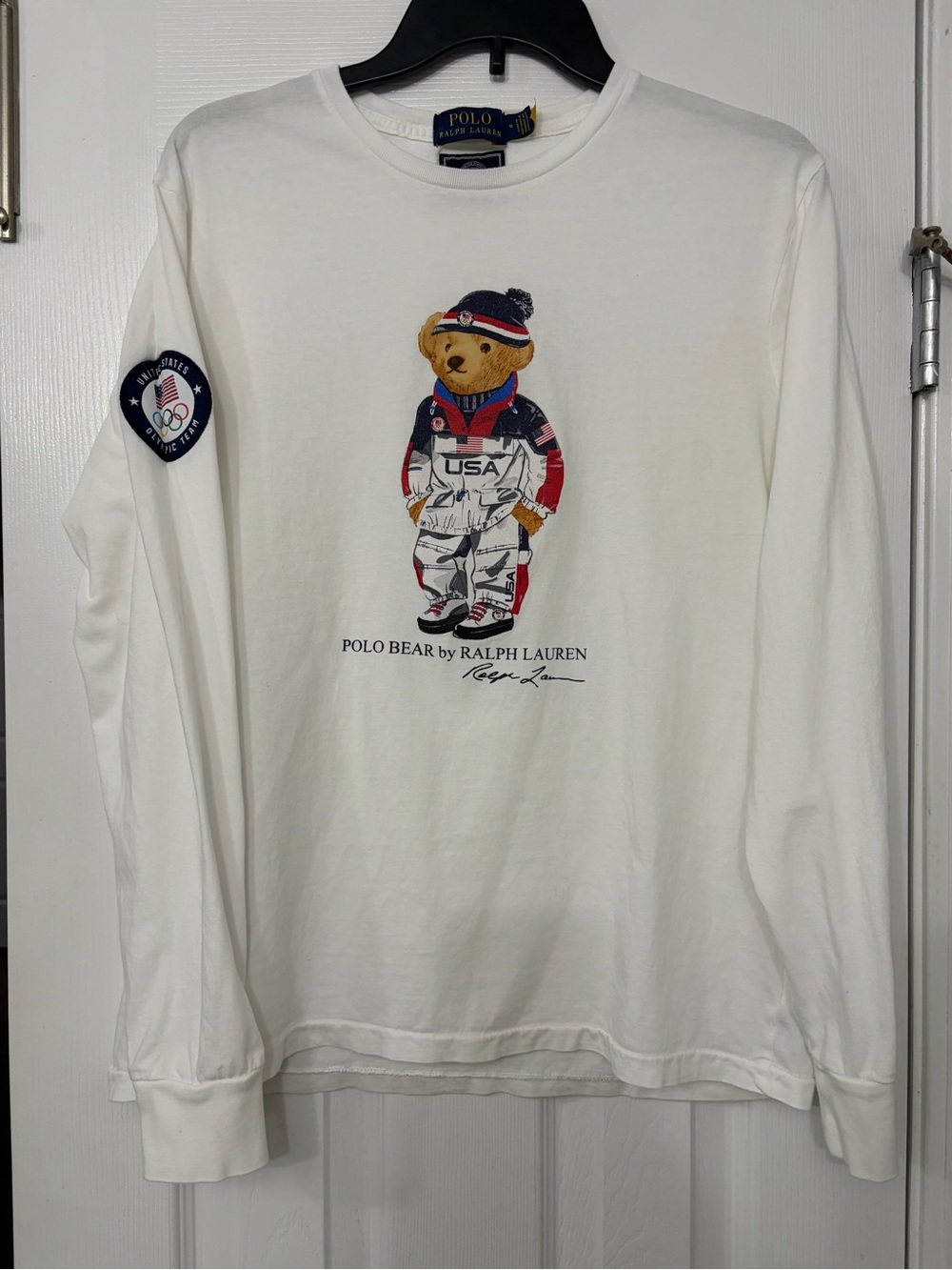 "Polo Ralph Lauren Team USA 2022 Beijing Winter Olympics Bear Long Sleeve White